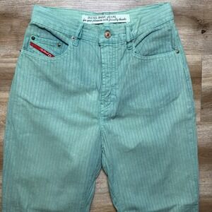Diesel Pants Adult 28x30 Green Tapered Leg Made Italy Striped Preppy Designer